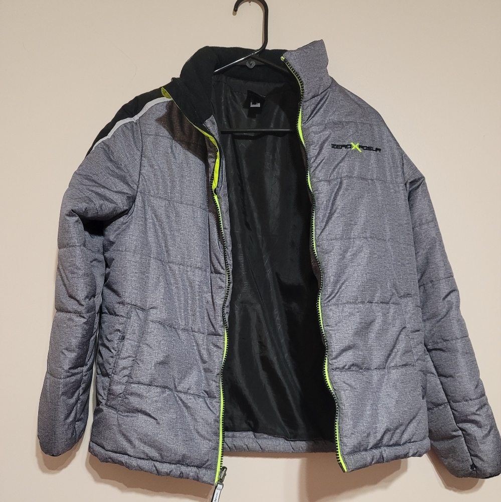 ZeroXposur Gray Puffer Jacket with Neon Accents